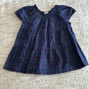 Hanna Andersson Navy Blouse with Multicolor Dots